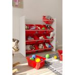 Flinder 12 Sepetli Kırmızı Oyuncak Dolabı, Çok Amaçlı Dolap, Montessori Dolap Fln90009001sbd