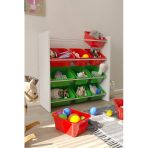 Flinder 12 Sepetli Kırmızı Ve Yeşil Oyuncak Dolabı, Çok Amaçlı Dolap, Montessori Dolap Fln90009004sbd
