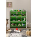 Flinder 12 Sepetli Montessori Oyuncak Dolabı | Çok Amaçlı Düzenleyici Dolap - Yeşil Sepetli