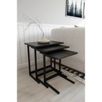 Flinder 3’lü Zigon Sehpa | Modern C Sehpa Seti & Metal Ayaklı Yan Sehpa Siyah - Siyah Ayak
