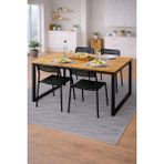 Flinder 5'li Mutfak Masa Takımı, 4 Sandalye ve 1 Masa, Yemek Odası, Bahçe Takımı, 4 Kişilik, Metal Ayaklı - Atlantik Çam - Siyah - Siyah - 70x120