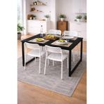 Flinder 5'li Mutfak Masa Takımı, 4 Sandalye ve 1 Masa, Yemek Odası, Bahçe Takımı, 4 Kişilik, Metal Ayaklı - Beyaz - Siyah - 70x120