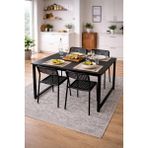 Flinder 5'li Mutfak Masa Takımı, 4 Sandalye ve 1 Masa, Yemek Odası, Bahçe Takımı, 4 Kişilik, Metal Ayaklı - Siyah - 70x120