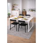 Flinder 5'li Mutfak Masa Takımı, 4 Sandalye ve 1 Masa, Yemek Odası, Bahçe Takımı, 4 Kişilik, Metal Ayaklı - Siyah - Beyaz - Beyaz - 70x120