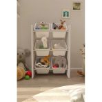 Flinder 6 Sepetli Beyaz Oyuncak Dolabı, Çok Amaçlı Dolap, Montessori Dolap Fln8001801sbd