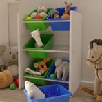 Flinder 6 Sepetli Çok Amaçlı Oyuncak Dolabı Montessori Dolap - Mavi - Yeşil