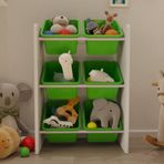 Flinder 6 Sepetli Montessori Oyuncak Dolabı | Çok Amaçlı Düzenleyici Dolap - Yeşil