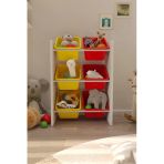 Flinder 6 Sepetli Sarı Ve Kırmızı Oyuncak Dolabı, Çok Amaçlı Dolap, Montessori Dolap Fln8009809sbd