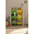Flinder 6 Sepetli Yeşil Ve Sarı Oyuncak Dolabı, Çok Amaçlı Dolap, Montessori Dolap Fln8011811sbd