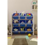 Flinder 9 Sepetli Montessori Oyuncak Dolabı | Çok Amaçlı Düzenleyici Dolap - Mavi Sepetli