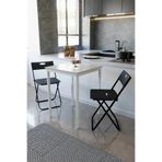 Flinder Balkon Bahçe 3’lü Bistro Set | 1 Masa + 2 Katlanır Sandalye – Beyaz