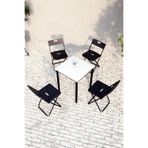 Flinder Balkon Bahçe 5’li Bistro Set | 1 Masa + 4 Katlanır Sandalye – Beyaz - Siyah