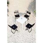Flinder Balkon Bahçe 5’li Bistro Set | 1 Masa + 4 Katlanır Sandalye – Beyaz