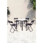Flinder Balkon Bahçe Mutfak 5'li Bistro Set Masa Sandalye Takımı - 60x60 - Siyah - Beyaz