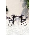 Flinder Balkon Bahçe Mutfak 5'li Bistro Set Masa Sandalye Takımı - 60x60 - Siyah - Siyah
