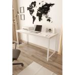 Flinder Beyaz Çalışma Masası 160X60, Bilgisayar Masası, Ofis Masası, Yemek Masası, Metal Ayaklı Fln1601010sbd