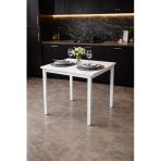 Flinder Beyaz Mutfak Masası, Yemek, Bahçe Masası, Metal Ayaklı, 60X60 Masa Fl-Masa-60X60-Bb