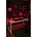 Flinder Beyaz Oyuncu Masası 60X140, Çalışma Masası, Bilgisayar Masası, Gamer Masa, Metal Ayaklı Fl-Om-Bb-140