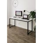 Flinder Beyaz/Siyah 160X60 Çalışma Masası, Bilgisayar Masası, Ofis Masası, Metal Ayaklı Fln16004osbd