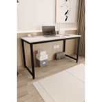Flinder Beyaz/siyah 60x140 Çalışma Masası, Bilgisayar Masası, Ofis Masası, Yemek Masası, Metal Ayaklı - Bs-140