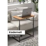 Flinder Çam/Siyah Yükseklik Ayarlı Laptop Masası, Çalışma Masası, Bilgisayar Masası, Metal Ayaklı Fln6010osbd