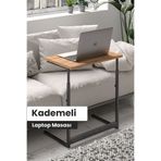 Flinder Çam/Siyah Yükseklik Ayarlı Laptop Masası, Çalışma Masası, Bilgisayar Masası, Metal Ayaklı