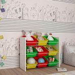 Flinder Çok Amaçlı Oyuncak Dolabı 9 Sepetli Klasik Tasarım 85 cm Genişlik Yeşil Renk