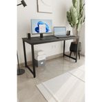 Flinder Siyah 140x60 Çalışma Masası, Bilgisayar Masası, Ofis Masası, Metal Ayaklı