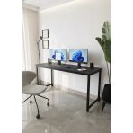 Flinder Siyah Çalışma Masası 160X60, Bilgisayar Masası, Ofis Masası, Metal Ayaklı Fln160102osbd