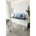Flinder Siyah/Beyaz 160X60 Çalışma Masası, Bilgisayar Masası, Ofis Masası, Metal Ayaklı Fln1601025sbd