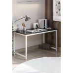 Flinder Siyah/Beyaz 60 X 140 Cm, Ofis Masası, Çalışma Masası, Bilgisayar Masası, Yemek Masası, Metal Ayaklı Fl-Ofis-Sb-140