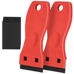 Flintronic 2 adet plastik kazıyıcı, 30 adet plastik bıçak, pencere kazıyıcı seramik cam kazıyıcı aracı, plastik jilet kazıyıcı, kazıma etiketleri, çıkartmalar, cam boyası, kırmızı