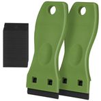 Flintronic 2 adet plastik kazıyıcı, 30 adet plastik bıçak, pencere kazıyıcı seramik cam kazıyıcı aracı, plastik jilet kazıyıcı, kazıma etiketleri, çıkartmalar, cam boyası, yeşil