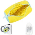 Flintronic Ayakkabı torbası, çamaşır makinesi, ayakkabı yıkama torbası, 360° temizleme havlı ve fermuarlı, tekrar kullanılabilir file ayakkabı, çamaşır torbası, çamaşır makinesi için ayakkabı (sarı)