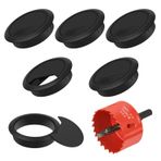 Flintronic Delik Testereli 6 Adet Masa Grometi, Ø60mm (2.4 ") Masa Kablo Grometleri, Yuvarlak Masa Kablosu Delik Kapağı, Ev ve Ofis Masa Yönetimi için Bilgisayar Kablosu Kablo Tel Gromet (Siyah)