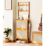 Flip Çekmeceli Çok Fonksiyonlu Bambu Ayakkabı Dolabı, İnce Ayaklı Ayakkabılık, Koridor, Yatak Odası ve Giriş için Dar Portmanto, 50x24x152cm