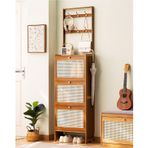 Flip Çekmeceli Çok Fonksiyonlu Bambu Ayakkabı Dolabı - Koridor Giriş Dolabı Yatak Odası için İnce Bağımsız Ayakkabı Rafı ve Kaban - 50x24x186cm