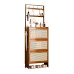 Flip Çekmeceli Çok Fonksiyonlu İnce Ayakkabı Dolabı, Bağlantısız Bambu Ayakkabılık, Giriş, Koridor, Dolap ve Yatak Odası için Gizli Depolama, 70x17x186cm