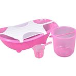 Flipper Bebek Banyo Küvet Seti - 5 Parça Bebek Banyo Küveti - Şeffaf Pembe