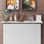 Floating Radiator Cover Shelf, Wall-Mounted, Aluminum, White, Max Load 28kg, 15cm/6in G x 60cm/23.7in L, Ideal for Storage & Home Décor, No Drilling Required