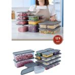 Flora 12’li Buzdolabı Düzenleyici Set, Buzluk Derin Dondurucu Buzdolabı Saklama Kabı 12’li Set (16 Litre) - Gri - Adet