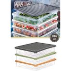 Flora 3’lü Geniş Buzdolabı Düzenleyici Set, Buzluk Derin Dondurucu Buzdolabı Ince Saklama Kabı 3X3100ML - Renkli - Adet