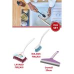 Flora 3’Lü Trendy Temizlik Seti, F367 Bulaşık Fırçası + F388 Lavabo Küvet Fırçası + F009 Camsil Seti