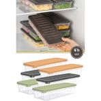 Flora 6’lı Sığ Buzdolabı Düzenleyici Set, Buzluk Derin Dondurucu Buzdolabı Ince Saklama Kabı 6X1300ML - Renkli - Adet