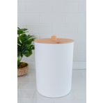 Flora Bambu Desen Kapaklı Mutfak Banyo Plastik Çöp Kovası 6 litre (20x27cm) BEYAZ