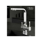 Flora Block - Kare Krom 3 Yollu Arıtmalı Mutfak Bataryası – Pirinç Gövde, Paslanmaz Kaplama A+