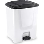 Flora F196-B 10LT Slim Pedallı Beyaz Plastik Çöp Kovası Siyah Kapak