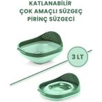Flora Katlanır Pirinç Süzgeci - Akordiyon Katlanabilir Süzgeç Yeşil - Renk - Açık Yeşil