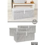 Flora Mega Plus Kutu Hurç, Yorgan Yastık Çarşaf Dolapiçi Düzenleyici Mukavva Destekli (70x40cm) 3 Adet Gri