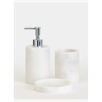 Flora Mermer 3'lü Banyo Seti - Silver